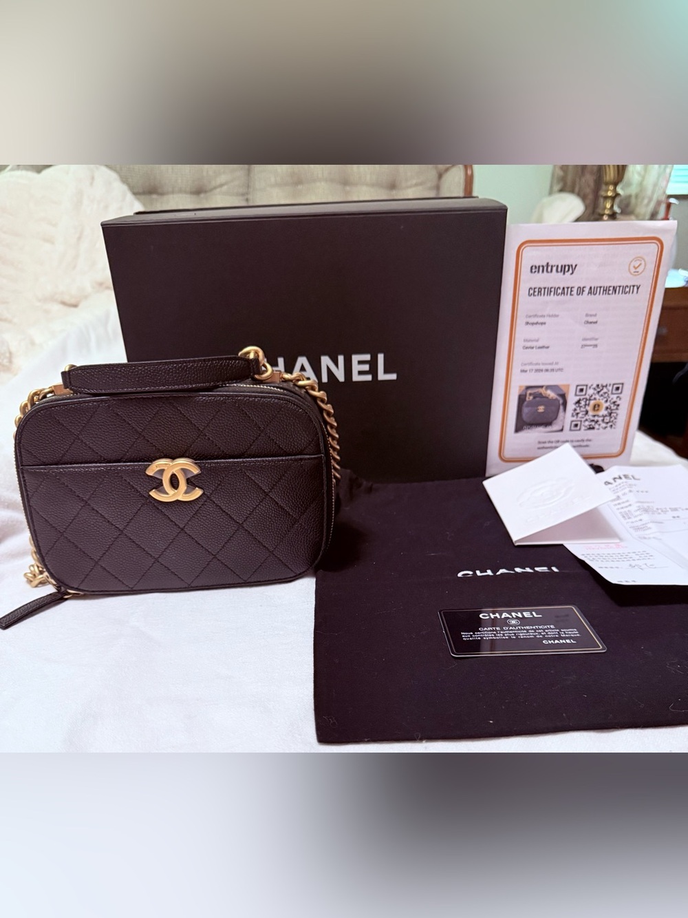 CHANEL Black Quilted Mini Camera Bag with Gold CC Hardware